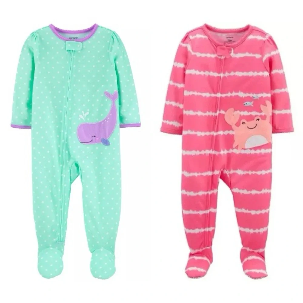 Carters 2-Piece Lightweight Ocean Graphic Footie Pajamas Bundle Size 3T